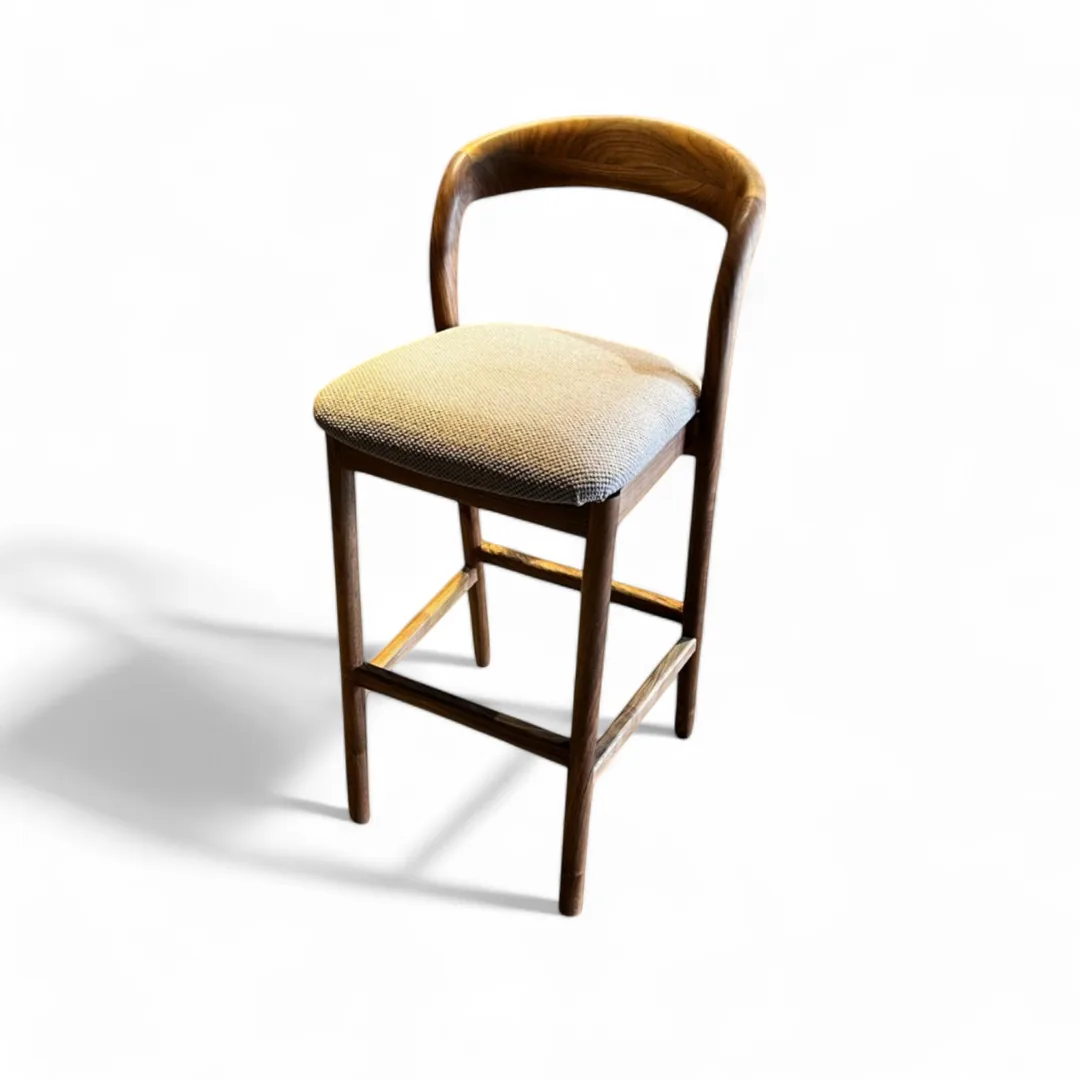Modern Ceviz Ahşap Bar Taburesi BWB-01