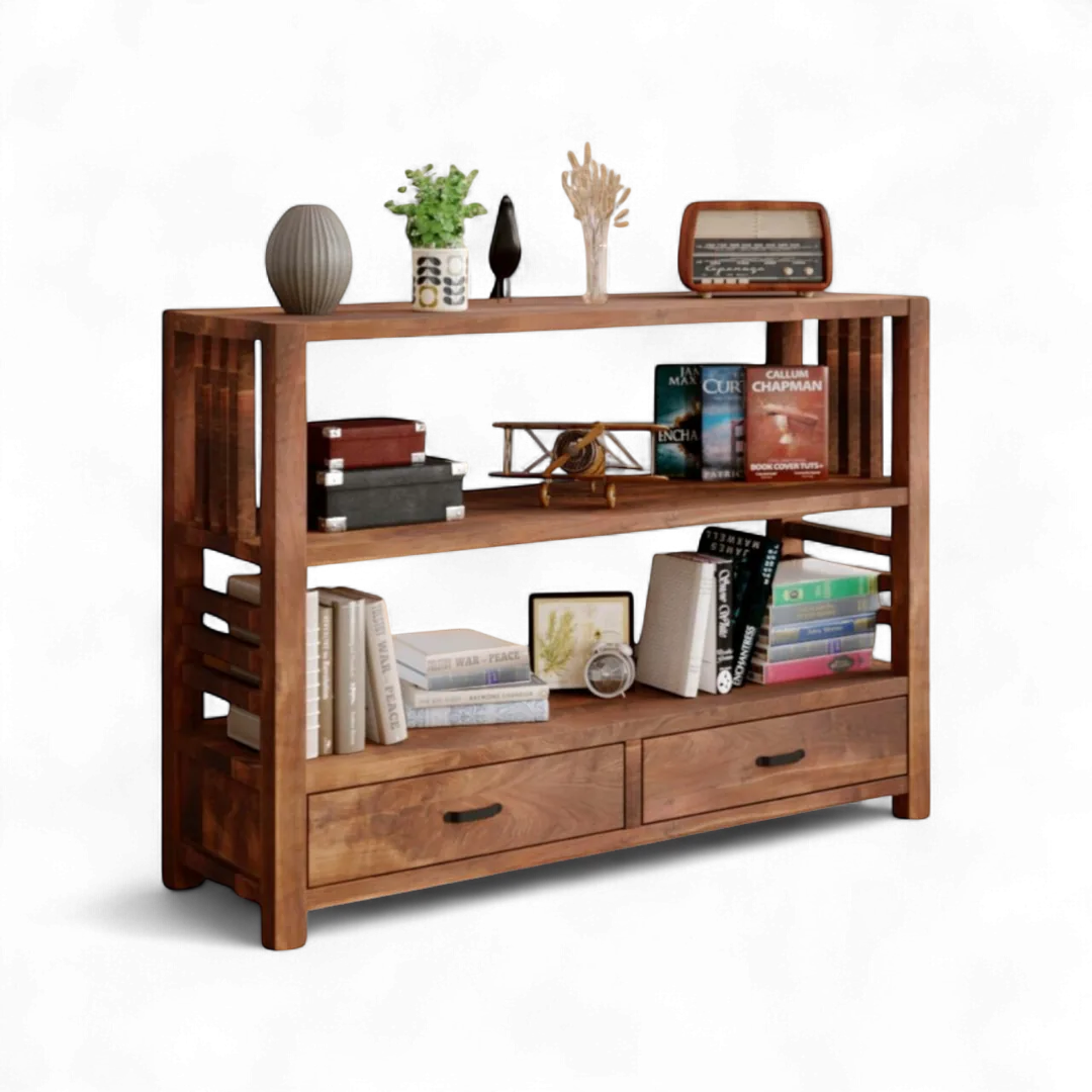 Doğal Masif Ceviz Kitaplık YKT-01